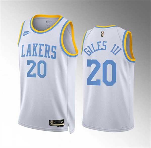 Mens Los Angeles Lakers #20 Harry Giles Iii White Classic Edition Stitched Basketball Jersey Dzhi
